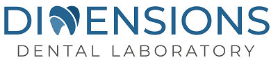 Dimensions Dental Laboratory logo with tooth design.